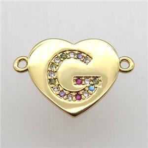 copper letter connector, heart, gold plated, approx 15-16mm [FN12454]