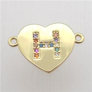 copper letter connector, heart, gold plated, approx 15-16mm [FN12455]