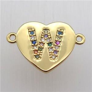 copper letter connector, heart, gold plated, approx 15-16mm [FN12470]
