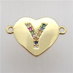 copper letter connector, heart, gold plated, approx 15-16mm [FN12472]