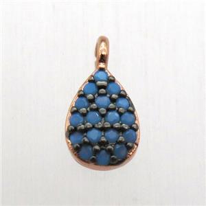 copper teardrop pendant pave zircon, rose gold, approx 5-7mm [FN12511]