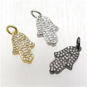 copper hamsahand pendant pave zircon, mixed color, approx 10-14mm [FN12516]