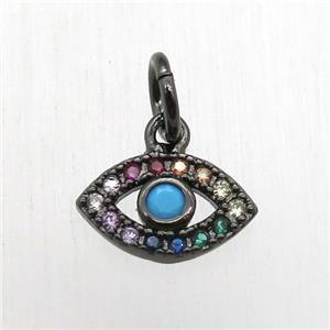 copper eye pendant pave zircon, black plated, approx 6-10mm [FN12517]