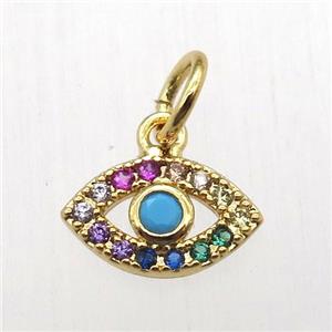 copper eye pendant pave zircon, gold plated, approx 6-10mm [FN12518]