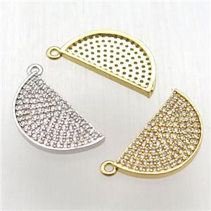 copper moon pendant pave zircon, mixed color, approx 15-20mm [FN12545]