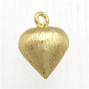 brushed copper teardrop pendant, gold plated, approx 13-14mm [FN12576]
