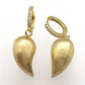 brushed copper capsicum Hoop Earrings pave zircon, gold plated, approx 12-20mm, 14mm dia [FN12584]