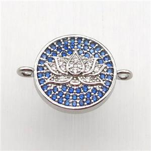 copper lotus connector paved zircon, platinum plated, approx 14mm dia [FN12633]