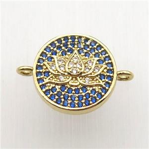 copper lotus connector paved zircon, gold plated, approx 14mm dia [FN12634]