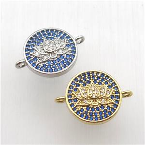 copper lotus connector paved zircon, mixed color, approx 14mm dia [FN12635]