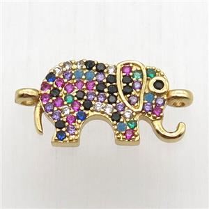 copper elephant connector paved zircon, gold plated, approx 10-18mm [FN12637]
