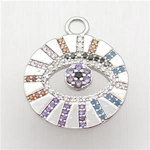 copper eye pendant paved zircon, platinum plated, approx 20mm dia [FN12653]