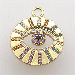 copper eye pendant paved zircon, gold plated, approx 20mm dia [FN12654]