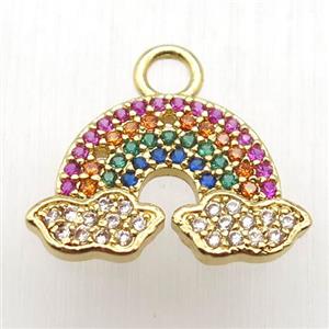 copper rainbow pendant paved zircon, gold plated, approx 12-20mm [FN12670]