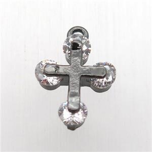 copper cross pendant paved zircon, black plated, approx 12-14mm [FN12678]