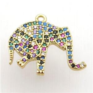 copper elephant pendant paved zircon, gold plated, approx 15-20mm [FN12680]