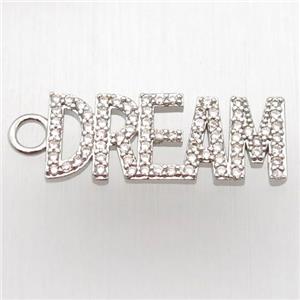 copper DREAM pendant paved zircon, platinum plated, approx 10-25mm [FN12681]