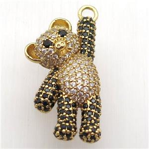 copper panda pendant paved zircon, gold plated, approx 18-35mm [FN12686]
