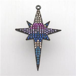 copper northStar pendant paved zircon, black plated, approx 27-38mm [FN12691]