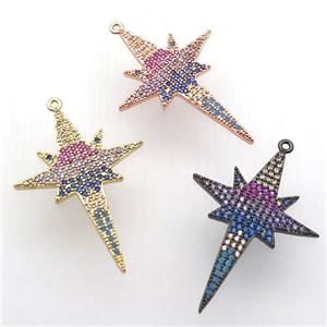 copper northStar pendant paved zircon, mixed color, approx 27-38mm [FN12692]