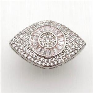 copper eye beads paved zircon, platinum plated, approx 20-28mm [FN12700]