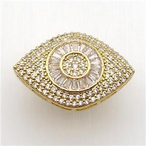 copper eye beads paved zircon, gold plated, approx 20-28mm [FN12701]