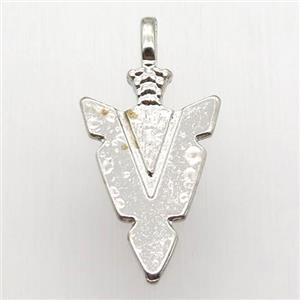 copper arrowhead pendant, platinum plated, approx 15-30mm [FN12752]