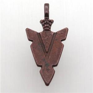 copper arrowhead pendant, antique red, approx 15-30mm [FN12755]