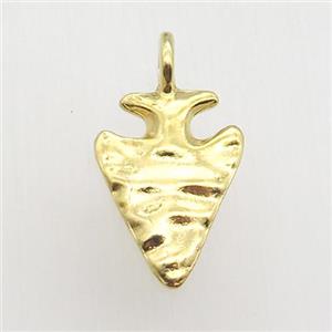 hammered copper arrowhead pendant, gold plated, approx 14-28mm [FN12758]