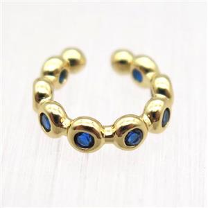 copper Clip Earrings paved zircon, gold plated, approx 12mm dia [FN12768]