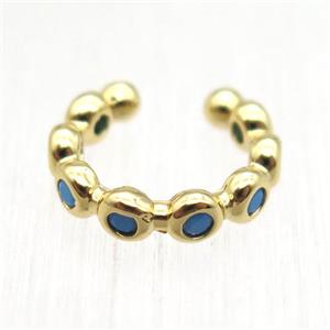 copper Clip Earrings cuff paved zircon, gold plated, approx 12mm dia [FN12769]