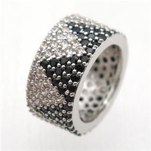 copper Ring paved zircon, platinum plated, approx 9mm, 18mm dia [FN12783]