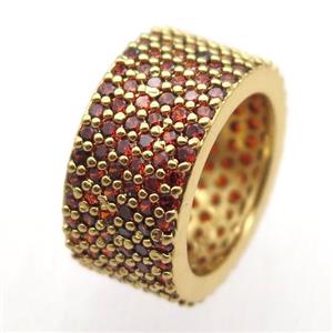 copper Ring paved zircon, gold plated, approx 9mm, 18mm dia [FN12786]