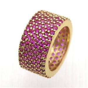 copper Ring paved zircon, gold plated, approx 9mm, 18mm dia [FN12787]
