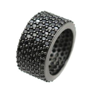 copper Ring paved zircon, black plated, approx 9mm, 18mm dia [FN12789]