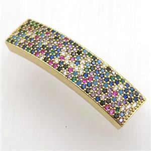 copper beads paved zircon, gold plated, approx 10-40mm [FN12792]