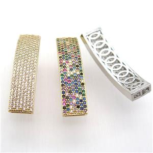 copper rectangle beads paved zircon, mixed color, approx 10-40mm [FN12793]
