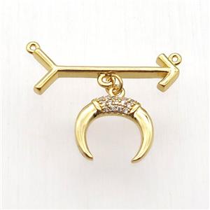 copper arrow pendant, crescent, gold plated, approx 14mm, 10-28mm [FN12802]