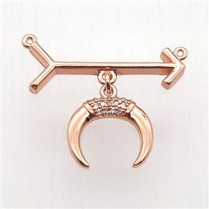 copper arrow pendant, crescent, rose gold, approx 14mm, 10-28mm [FN12803]