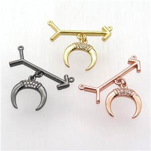 copper arrow pendant, crescent, mixed color, approx 14mm, 10-28mm [FN12805]
