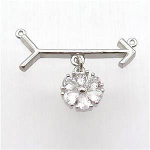 copper arrow pendant, crescent, platinum plated, approx 10mm, 10-28mm [FN12811]