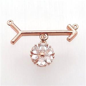 copper arrow pendant, crescent, rose gold, approx 10mm, 10-28mm [FN12813]