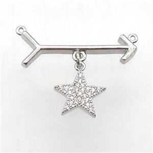 copper arrow pendant, star, platinum plated, approx 12mm, 10-28mm [FN12821]