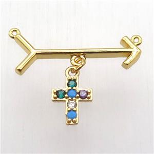 copper arrow pendant, cross, gold plated, approx 8-11mm, 10-28mm [FN12832]