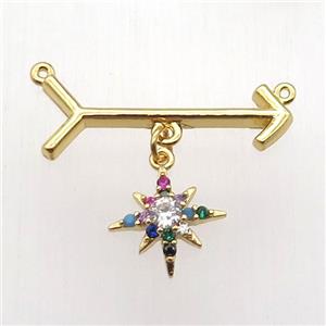 copper arrow pendant, northstar, gold plated, approx 10-11mm, 10-28mm [FN12833]