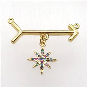 copper arrow pendant, northstar, gold plated, approx 10-11mm, 10-28mm [FN12834]