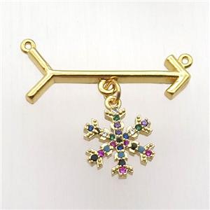 copper arrow pendant, snowflake, gold plated, approx 12mm, 10-28mm [FN12835]