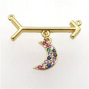 copper arrow pendant, moon, gold plated, approx 8-12mm, 10-28mm [FN12837]