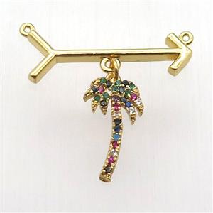 copper arrow pendant, coconut tree, gold plated, approx 22mm, 10-28mm [FN12842]