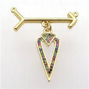 copper arrow pendant, heart, gold plated, approx 10-20mm, 10-28mm [FN12843]